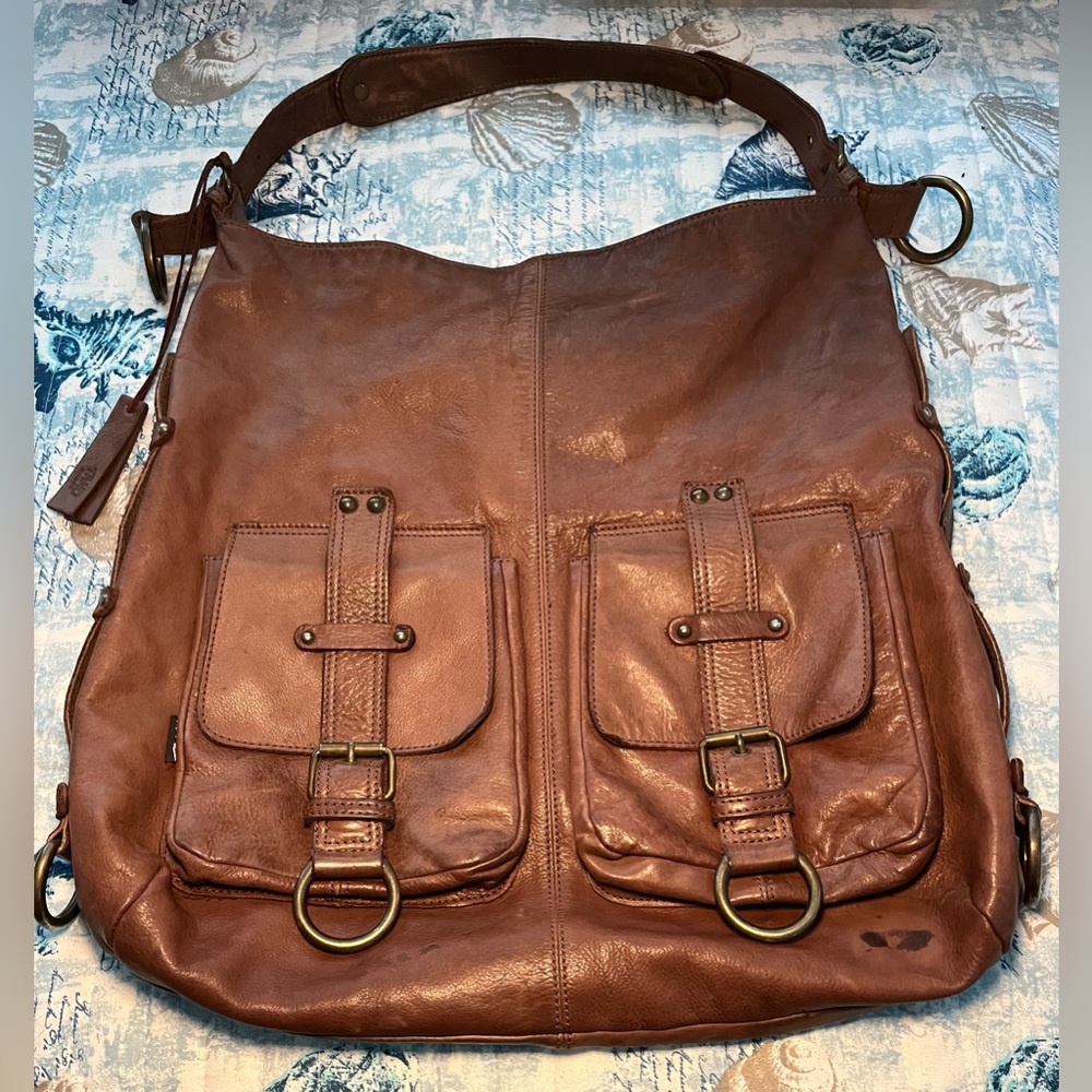 TANO Leather Brown Large Messenger Bag